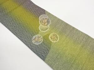 すくい織紙布雪輪に花々模様織出し袋帯